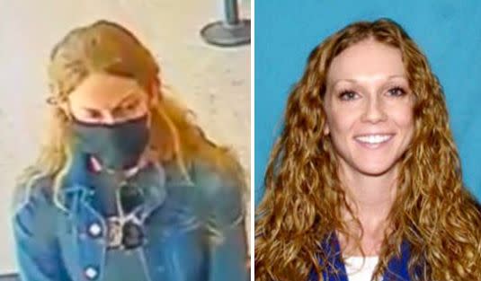 Kaitlin Armstrong, 34, is believed to have flown to Costa Rica with a fake passport in the days after Anna “Mo” Wilson's shooting death in Austin, Texas. The left image shows her in a surveillance image. (Photo: usmarshals.gov)