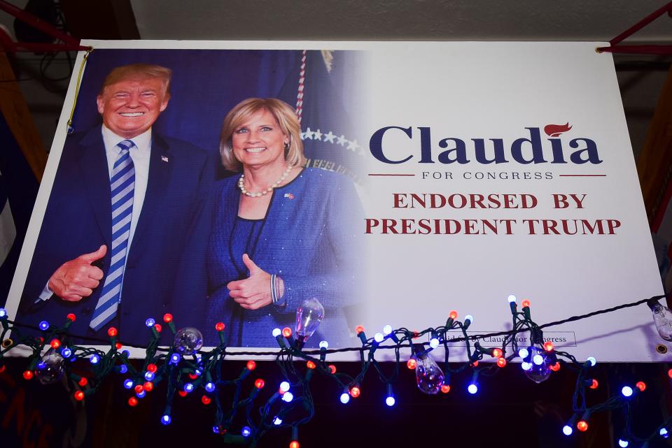 Trump decorations displayed at Claudia Tenney's watch party on Nov. 3, 2020 at Nothin' Fancy Cafe in Vernon.