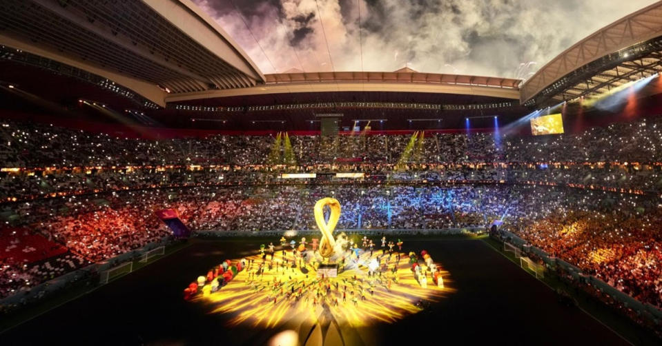 卡達世足賽開幕儀式成為全球焦點。（翻攝FIFA WORLD CUP Qatar2022 News Hub）