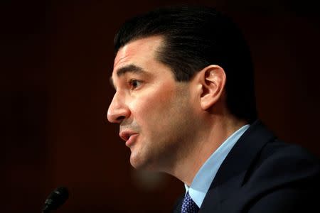 FILE PHOTO: Dr. Scott Gottlieb testifies before a Senate Health Education Labor and Pension Committee confirmation hearing on his nomination to be commissioner of the Food and Drug Administration on Capitol Hill in Washington, D.C., U.S. April 5, 2017. REUTERS/Aaron P. Bernstein