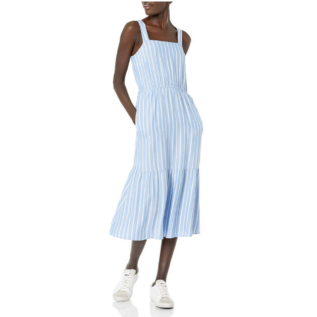 Amazon Essentials Women's Fluid Twill Tiered Midi Summer Dress