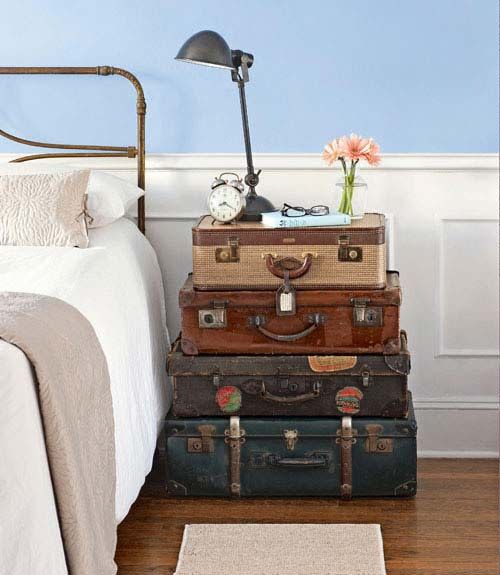 DIY Luggage Bedside Table