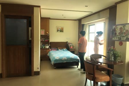 Bedroom in Yee Hong Heights, a senior care home managed by a Hong Kong charitable organization, in Shenzhen