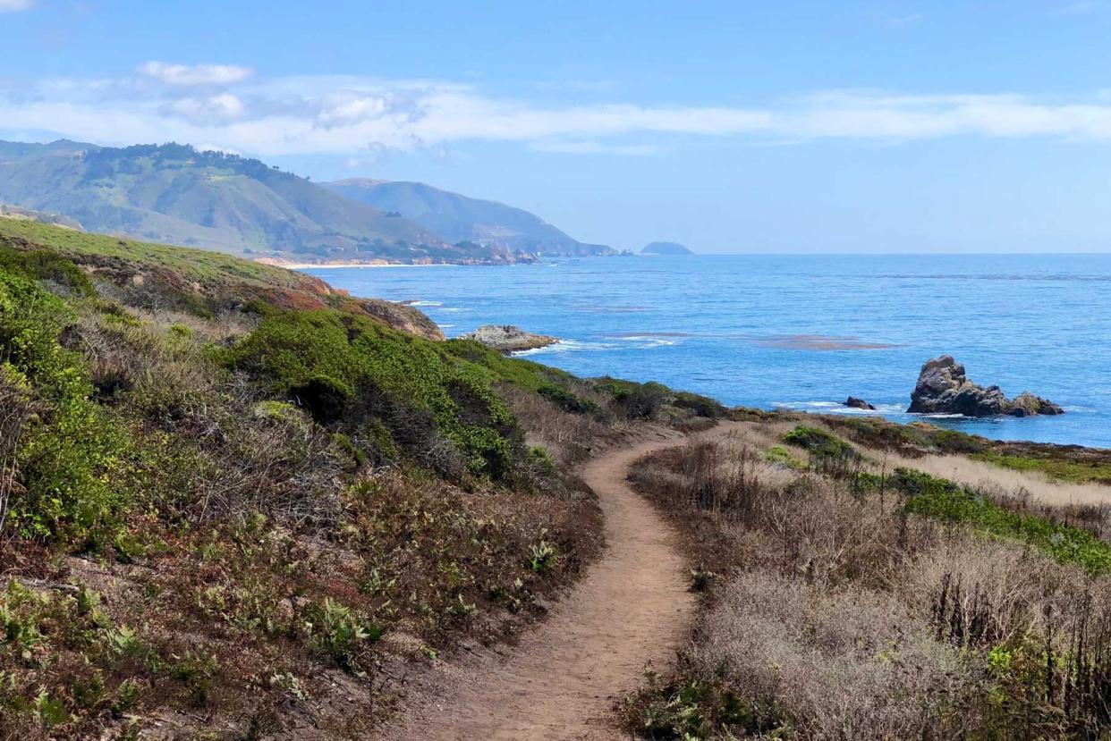 Hiking trail in Big Sur, California with ocean views