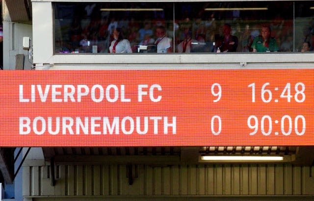 Bournemouth's loss at Anfield equalled the record defeat in the Premier League.