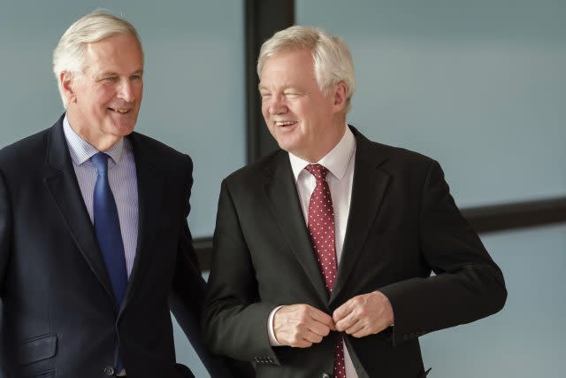 Michel Barnier, left, and David Davis