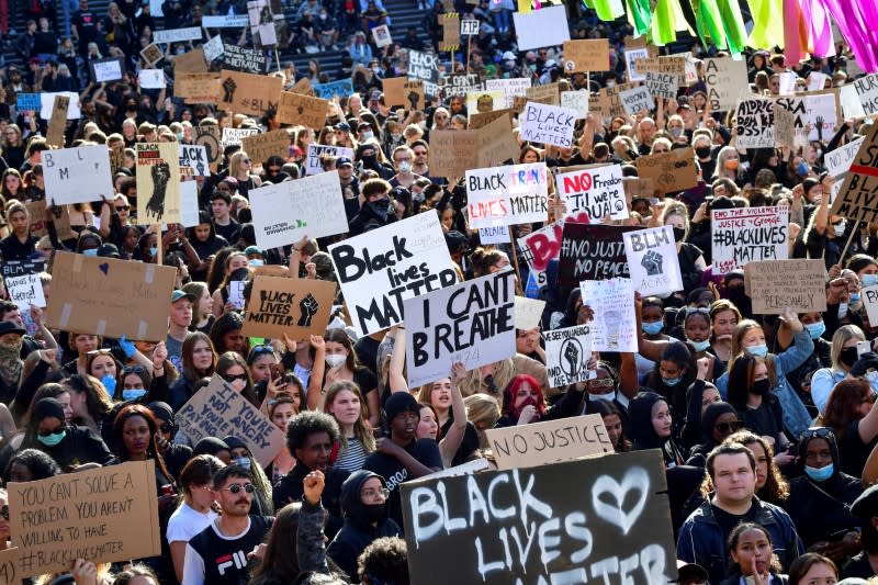 Protest in solidarity with the Black Lives Matter movement, in Stockholm