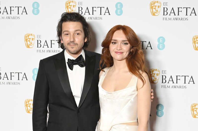 Olivia Cooke (R) and Diego Luna attend the EE British Academy Film Awards in 2023. File Photo by Rune Hellestad/UPI
