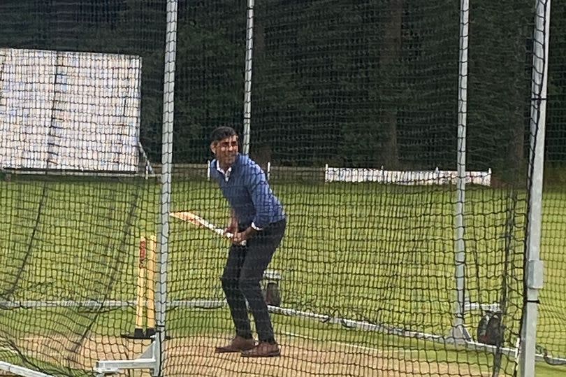 The Prime Minister in the nets at Nuneaton Cricket Club - and he impressed the crowds with his batting skills - and was even offered a spot in the Saturday team!