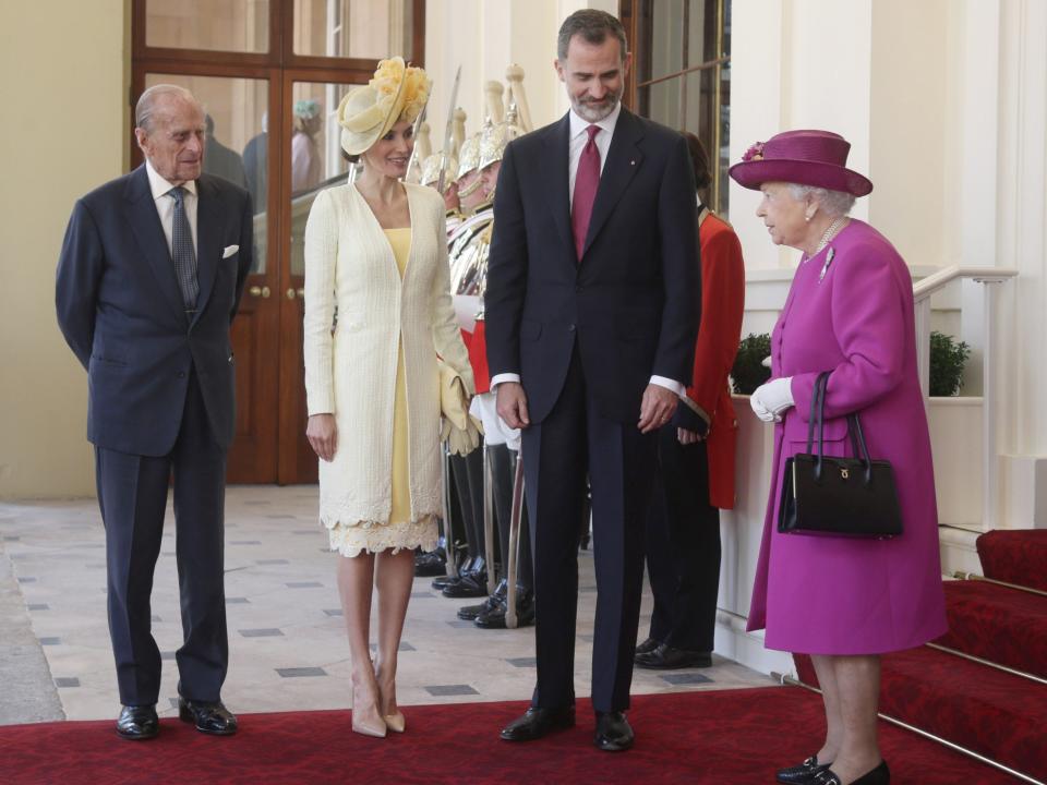 Spain's King Felipe VI and Queen Letizia with the Queen and Prince Philip