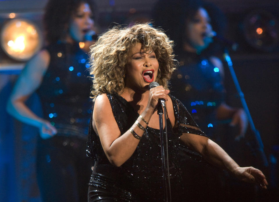 ARNHEM, NETHERLANDS - MARCH 21: Tina Turner performs on stage at the Gelredome on March 21st, 2009 in Arnhem, Netherlands. (Photo by Rob Verhorst/Redferns)