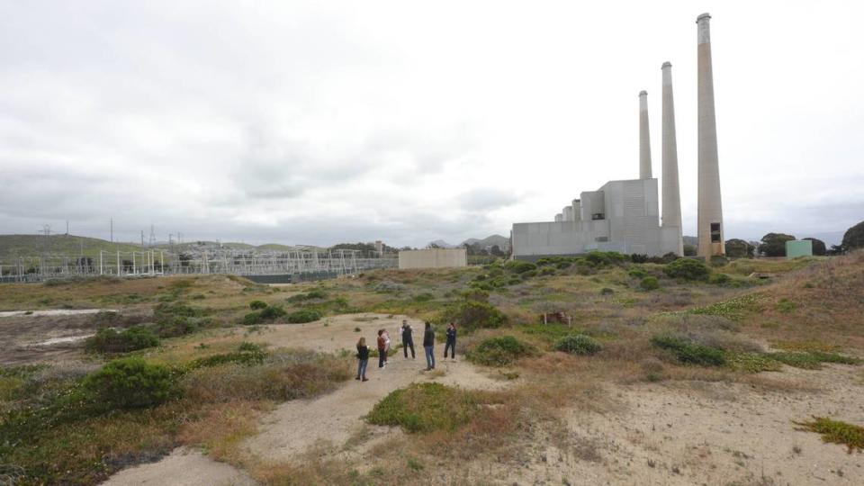 Tour of former Morro Bay Power Plant site on April 24, 2024. Vistra has proposed a battery electrical storage facility in the foreground, on the former oil tank farm, the old plant site in background would be torn down and reimagined.