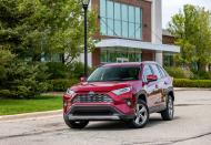 <p>The all-wheel-drive–only Toyota RAV4 hybrid combines a 176-hp 2.5-liter inline-four with an electric motor on each axle. Combined output is 219 horsepower.</p>