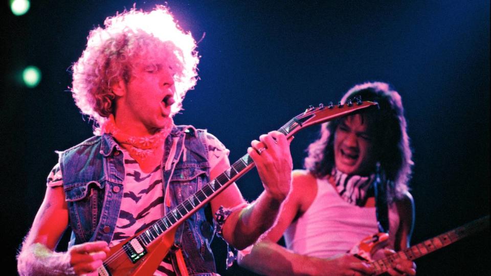 Hagar and Eddie Van Halen rip it up in the 1980s.