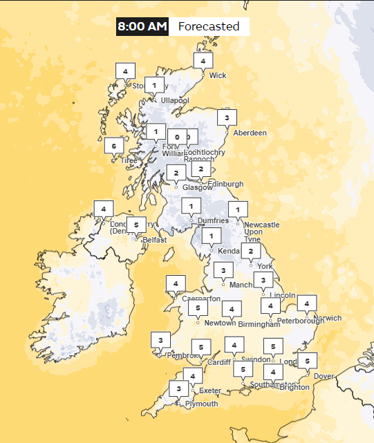 A chilly start for most as temperatures plummet to 0C in areas of Scotland (The Met Office)