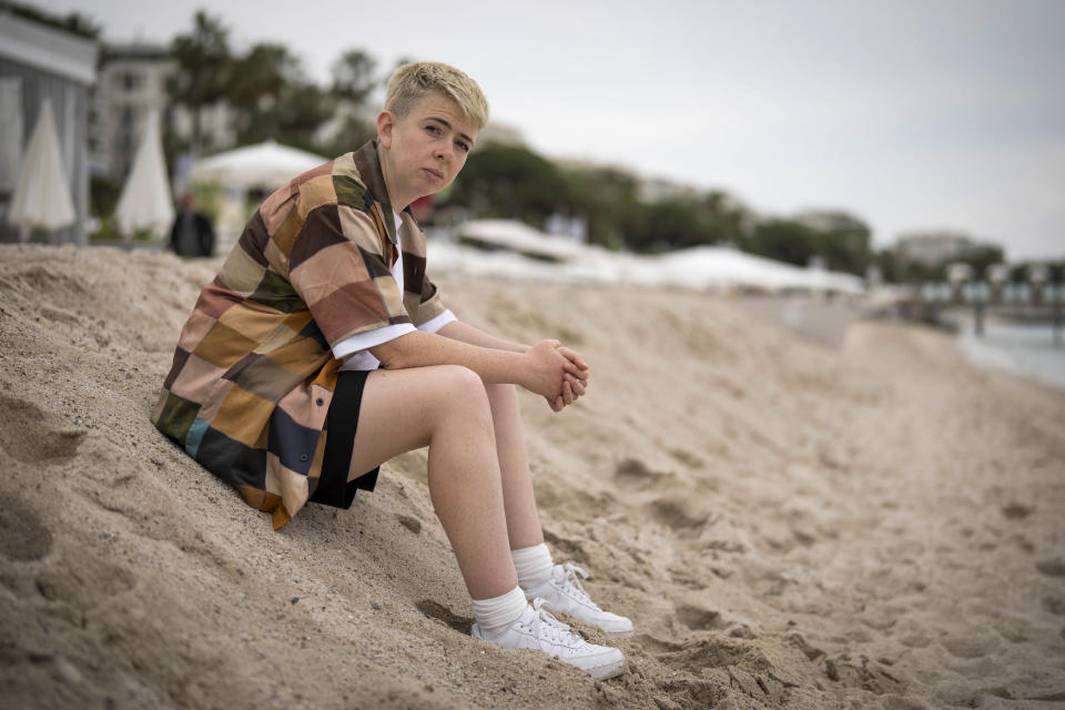 Molly Manning Walker poses for portrait photographs for the film 'How to Have Sex' during the 76th international film festival, Cannes, southern France, Sunday, May 21, 2023. (Photo by Scott Garfitt/Invision/AP)