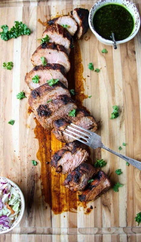 <p>Grilled Pork Tenderloin is a simple, delicious and economical summer meal. It’s tender, juicy and flavorful with just the right amount of char, and I love that this meal comes together in about 20 minutes. <strong>Get the Recipe: <a href="https://www.thefoodblog.net/grilled-pork-tenderloin/" rel="nofollow noopener" target="_blank" data-ylk="slk:Grilled Pork Tenderloin;elm:context_link;itc:0;sec:content-canvas" class="link rapid-noclick-resp">Grilled Pork Tenderloin</a></strong></p>