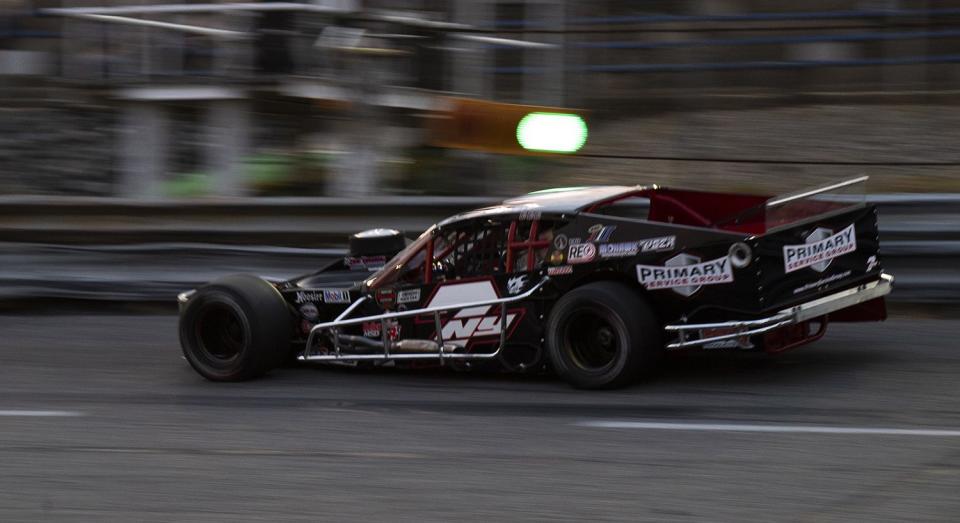 Jimmy Blewett, driver of the #7 John Blewett Inc car races during the Jersey Shore 150 for the Whelen Modified Tour at Wall Stadium Speedway on July 9, 2022 in Wall Township, New Jersey. (Kostas Lymperopoulos/NASCAR)