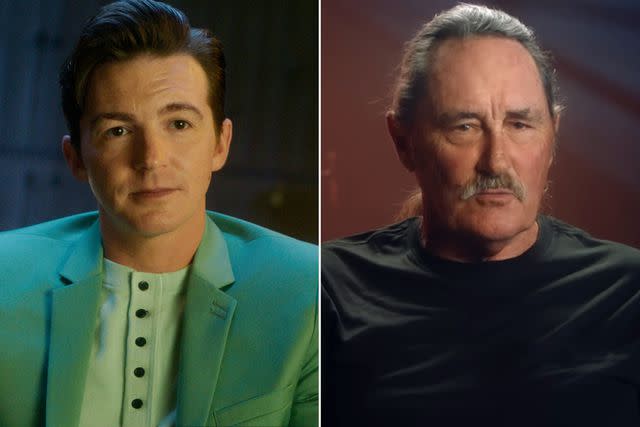 <p>Courtesy Investigation Discovery; Investigation Discovery/Youtube</p> Drake Bell and his father, Joe Bell, in "Quiet on Set."