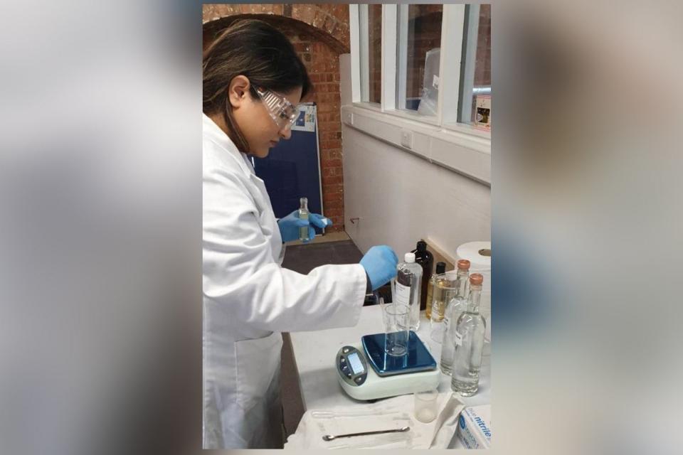 Copper Rivet’s pharmacist, Sneha. The team trialled several formulas before identifying the one which goes into production this week. (Metropolitan Police)