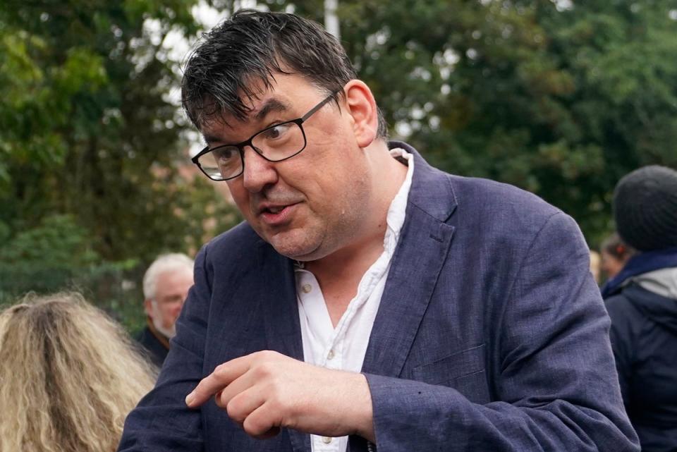 Graham Linehan photographed at the Let Women Speak rally (PA)