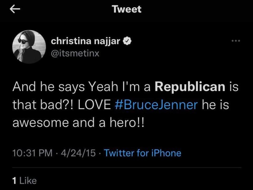 Najjar misgenders Caitlyn Jenner in resurfaced tweet (r/tinxsnark)