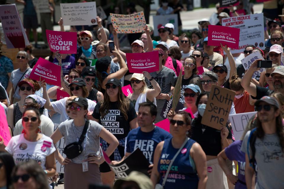 A 1,000 people gathered in Legislative Plaza in Nashville on Saturday for the "Bans Off Our Bodies" protest and later marched to the federal courthouse on Church Street.