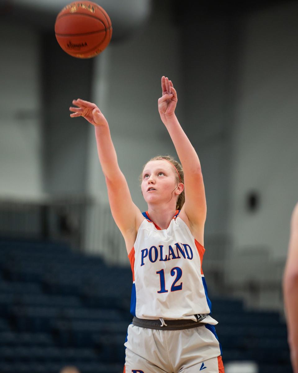 Poland's Logan Cookinham shoots a free-throw against Hamilton March 4 during Section III's Class D championship game at SRC Arena. Cookinham was the Tornadoes' top scorer in Friday's regional playoff in Potsdam.