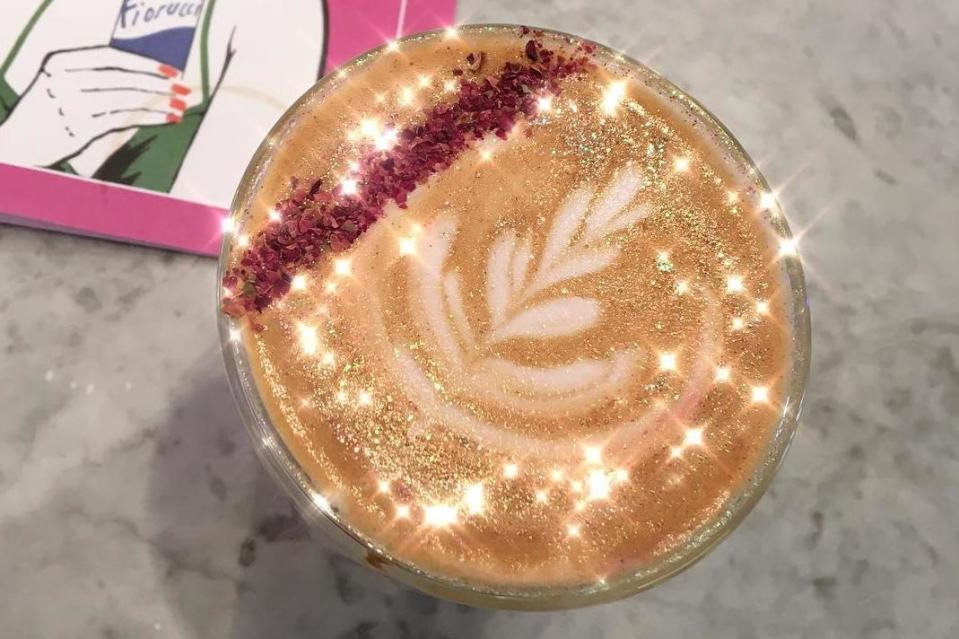 All sparkles: The Instagrammable coffee is available at Palm Vaults in east London now: Instagram/@jkrstyling