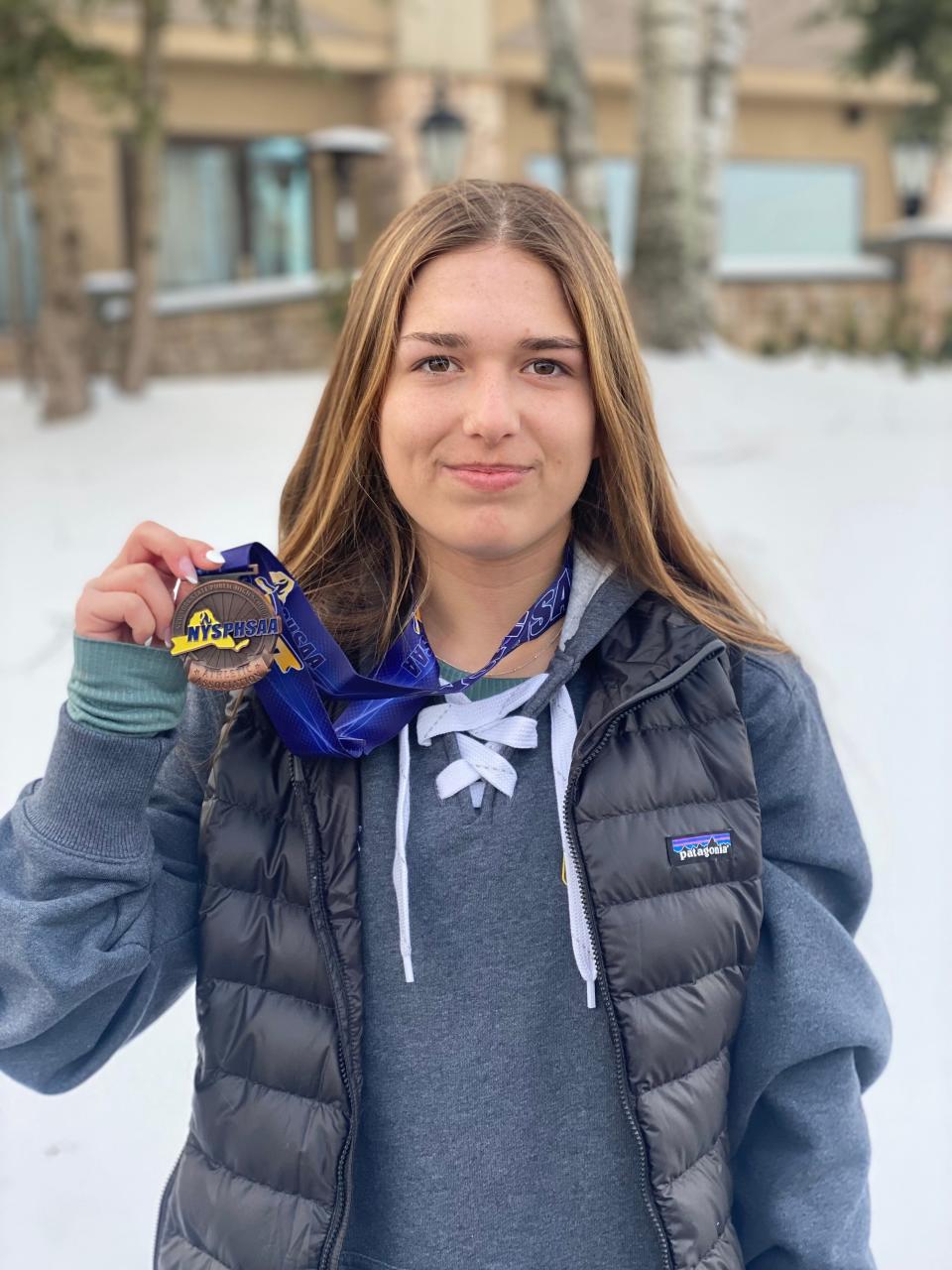 Eliza Blazak of Canandaigua finished in eighth place in the slalom at the state alpine championships at Gore Mountain.