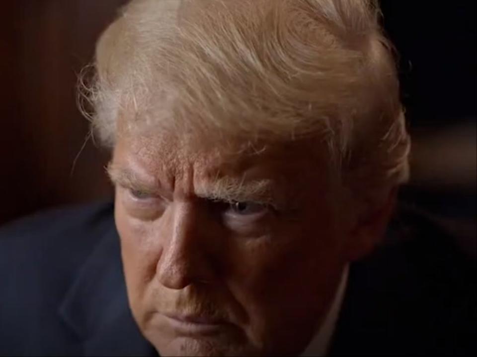 Former President Donald Trump is asked if he will discuss the Capitol riot, to which he replies ‘yep.’ The image is a screenshot from the documentary ‘Unprecedented.’ The documentary’s filmmaker, Alex Holder, was subpoenaed by the House Select Committee and asked to turn over all of his footage. (screengrab)