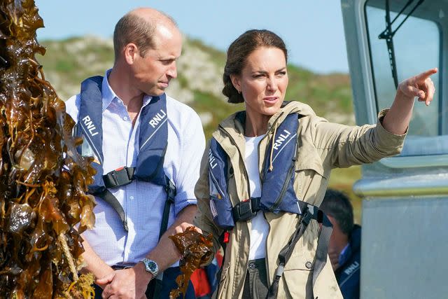 <p>ARTHUR EDWARDS/POOL/AFP via Getty </p> Prince William and Kate Middleton visit a seaweed farm in Wales on Sept. 8, 2023