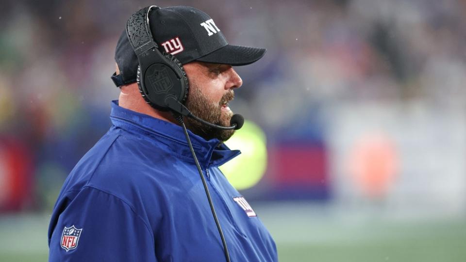 Sep 10, 2023; East Rutherford, New Jersey, USA; head coach Brian Daboll looks on during the first half against the Dallas Cowboys at MetLife Stadium.