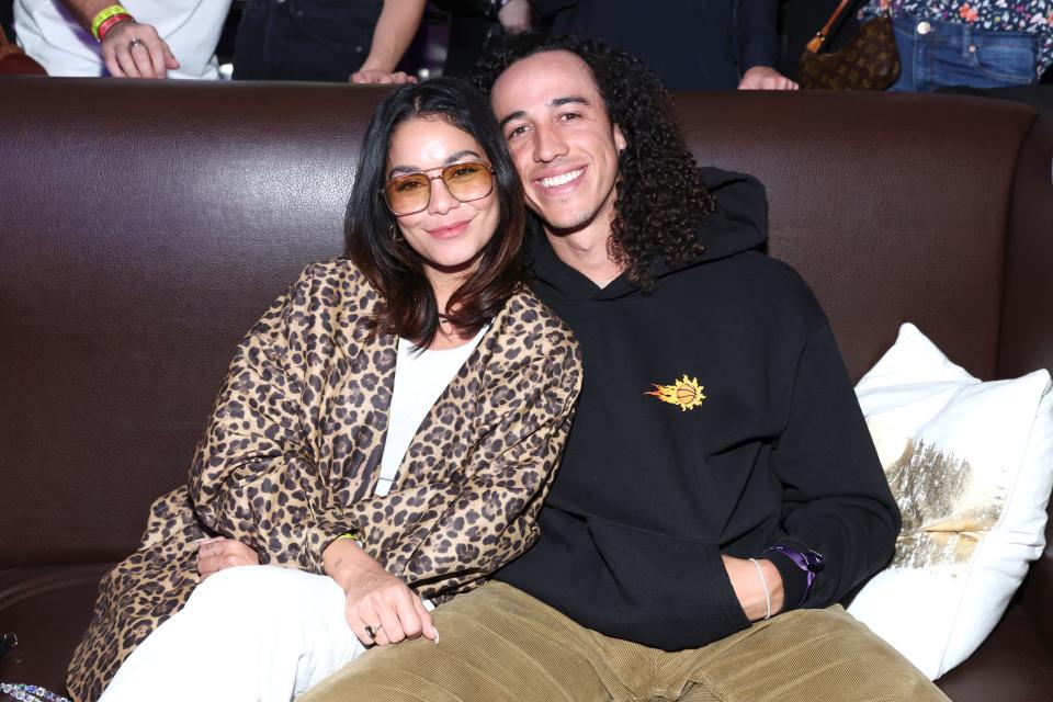 Vanessa Hudgens and Cole Tucker attend as John Mayer performs live at The Hollywood Palladium for SiriusXM and Pandora's Small Stage Series in Los Angeles on February 09, 2022 in Los Angeles, California.