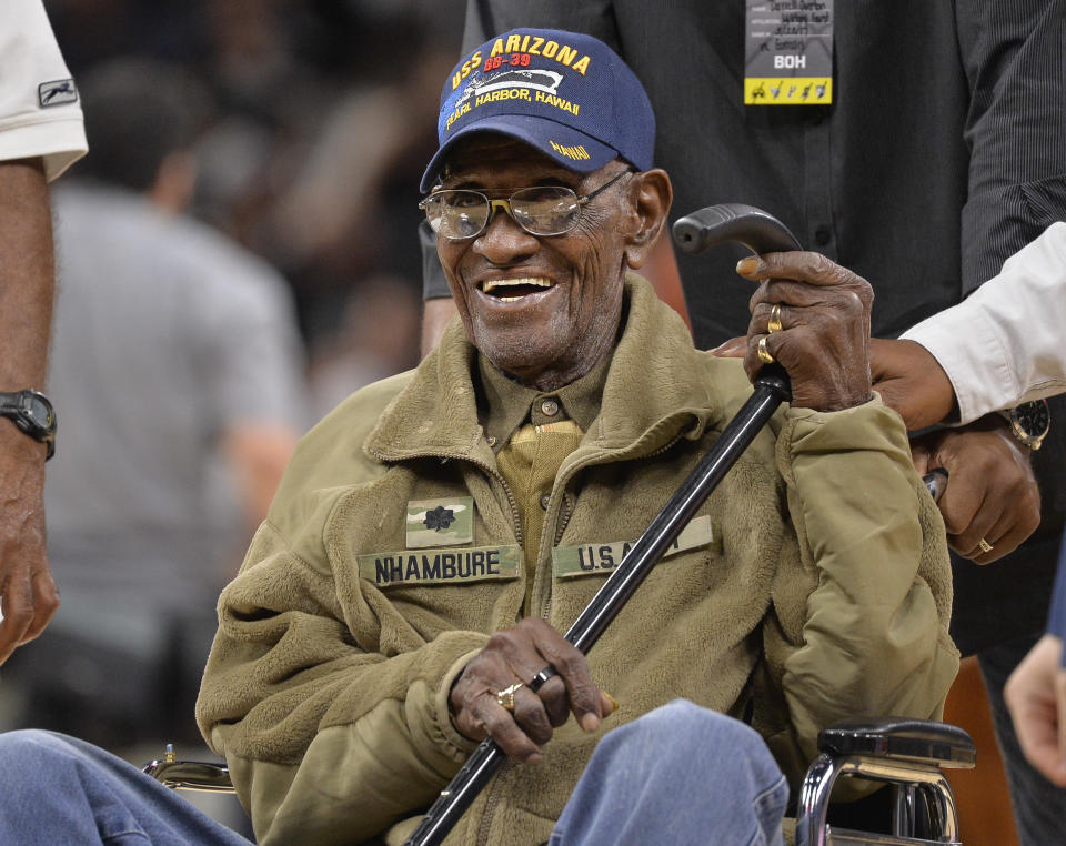 Richard Overton in March 2017, after a special presentation honouring him as the oldest living American war veteran. Source: AP Photo