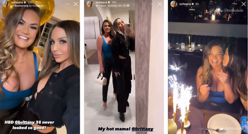 A split of Scheana Shay at Brittany Cartwright's birthday festivities.