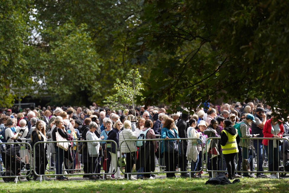 Members of the public in the queue at Southwark Park in London, as they wait to view Queen Elizabeth II lying in state ahead of her funeral on Monday. Picture date: Friday September 16, 2022.