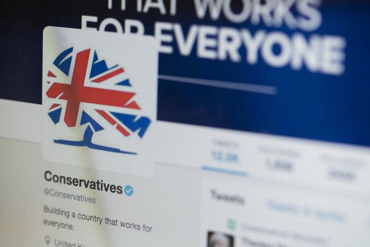 <span class="caption">The Conservative Party has been making inroads into Labour’s dominance of Twitter.</span> <span class="attribution"><span class="source">Ink Drop via Shutterstock</span></span>