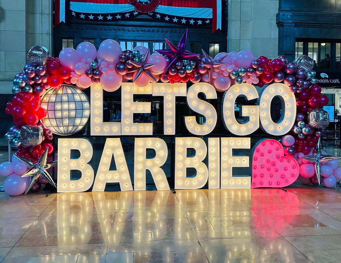 One of two displays inside Union Station to celebrate the “Barbie” movie opening in theaters on Thursday.