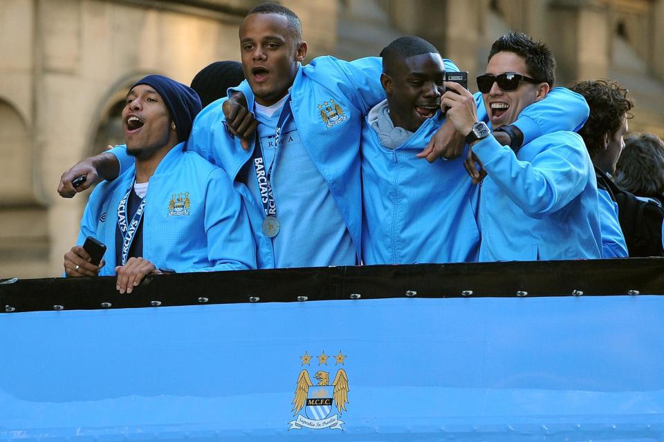 Richards (inside right) celebratest after winning the Premier League title in 2012 Photo: AFP via Getty Images