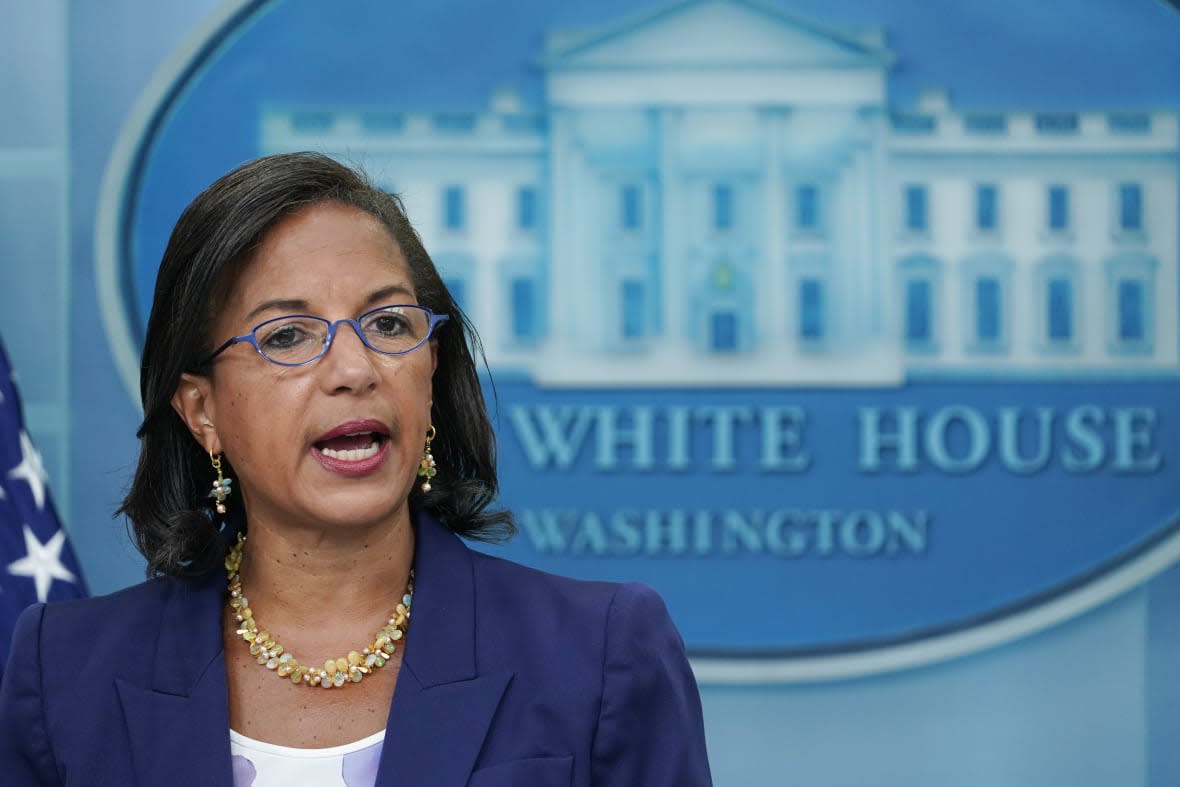 Domestic Policy Adviser Susan Rice speaks during a briefing at the White House in Washington, Wednesday, Aug. 24, 2022, on the newly announced student loan forgiveness plan. (AP Photo/Susan Walsh, File)