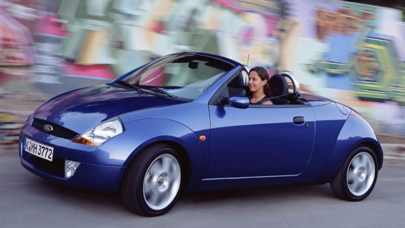 A photo of a convertible Ford Ka city car 