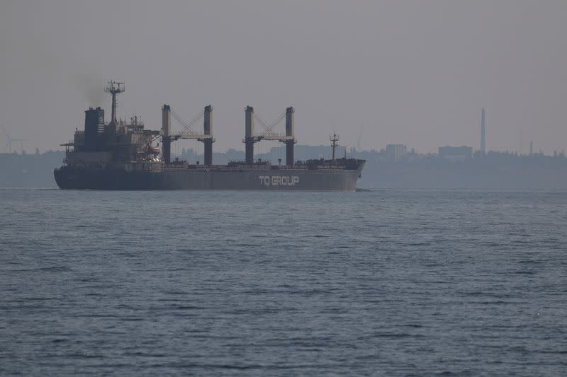 Turkey-flagged bulk carrier Tq Samsun leaves the sea port of Odesa
