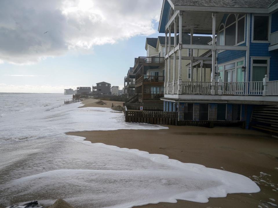 Beachfront houses on Seagull Street on the Outer Banks of North Carolina in December 2022.