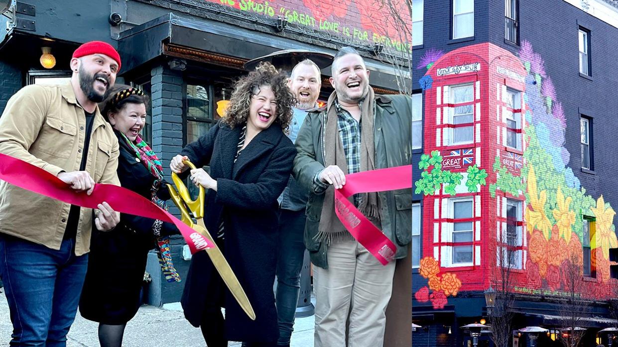 Washington DC Little Gay Pub Rainbow Mural LGBTQ support UK embassy ribbon cutting ceremony