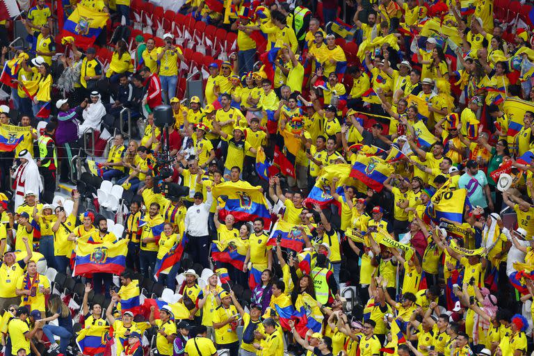 Hinchas de Ecuador en el partido inaugural del Mundial Qatar 2022