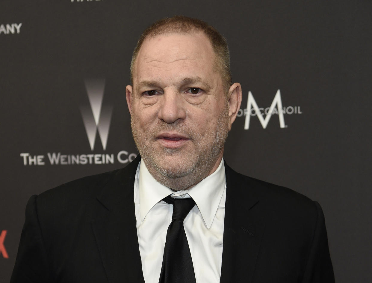Harvey Weinstein arrives at the Weinstein Company and Netflix Golden Globes afterparty in January 2017. (Photo: Chris Pizzello/Invision/AP)