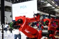 Ceremony to mark the installation of the first robot on the production line for the new electric Fiat 500 BEV at the Mirafiori industrial complex on the 80th birthday of the plant