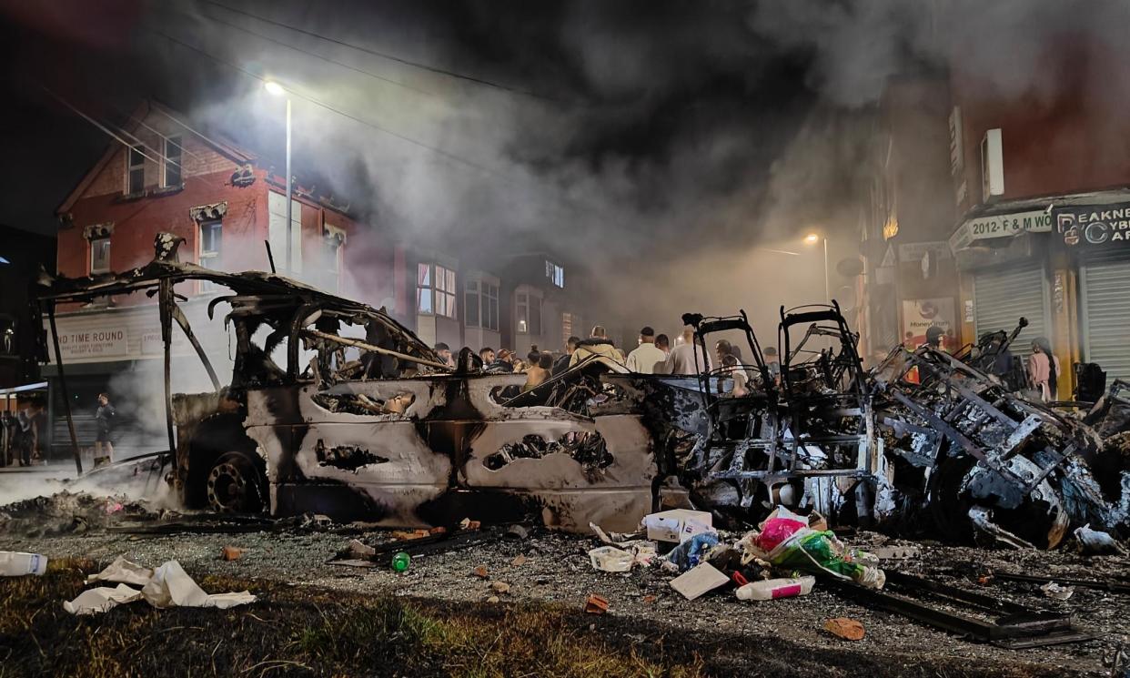 <span>Some residents voiced frustration at the perceived absence of the police and Labour politicians.</span><span>Photograph: Robyn Vinter/The Guardian</span>