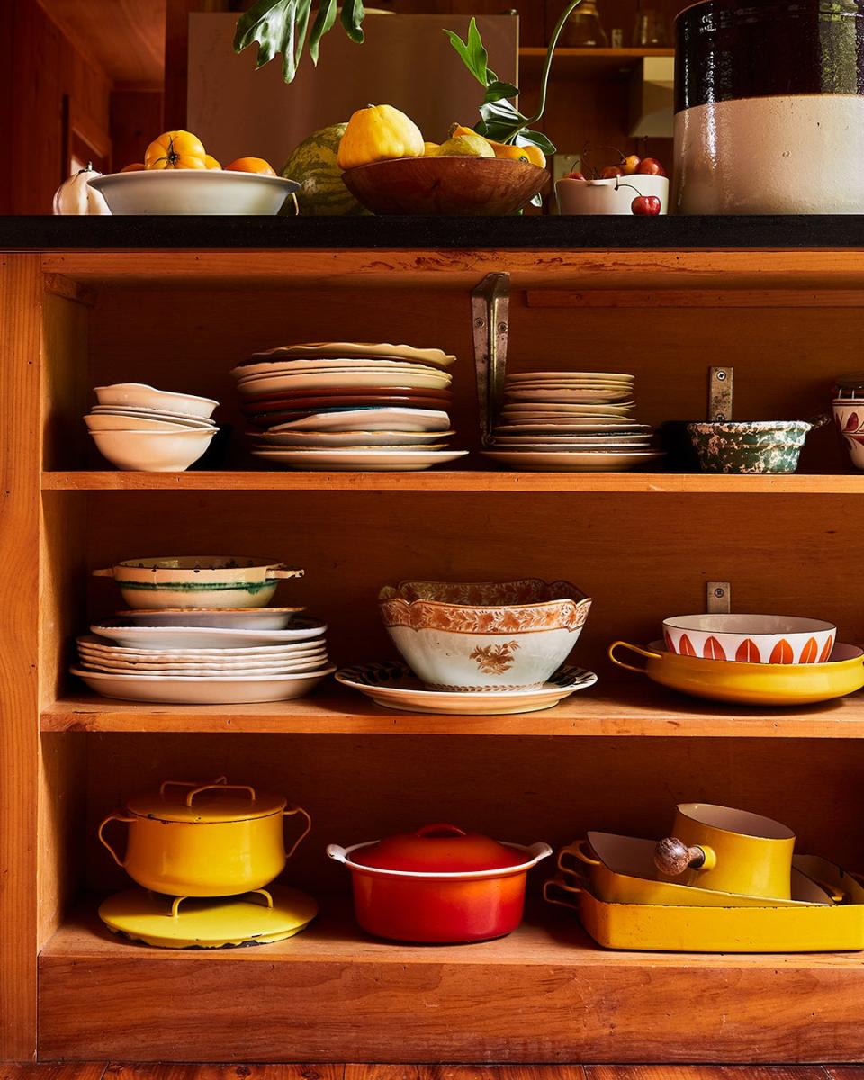 Eliza's collection of vintage dishes and cookware.